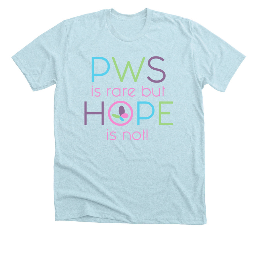 PWS is rare HOPE is not! Adult Shirts, a Heather Ice Blue Premium Unisex Tee
