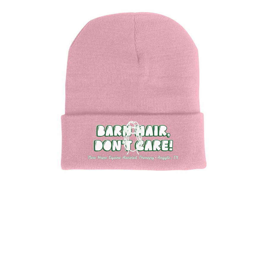 "Barn Hair, Don't Care!" Beanies, a Pink Printed Cuffed Beanie