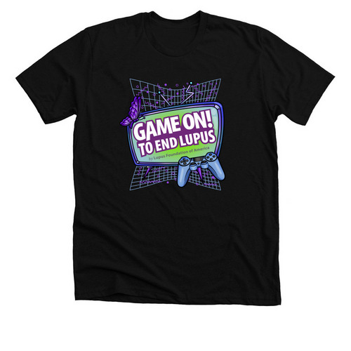 Game On to End Lupus 2023 design, a Solid Black Blend Premium Unisex Tee