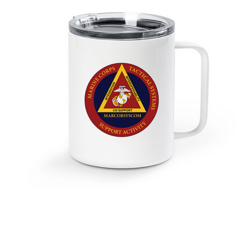 Travel Mug, a White Stainless Steel Travel Mug