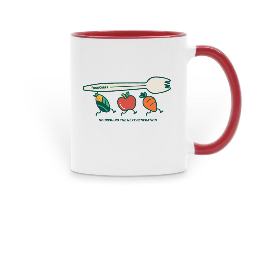Nourishing the Next Generation, a Red Two-Tone Ceramic Mug