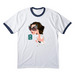 BE COOL, a White/ Navy Cotton Ringer Tee