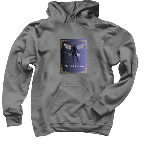 Silver Lining Tarot Card, a Charcoal Pullover Hoodie