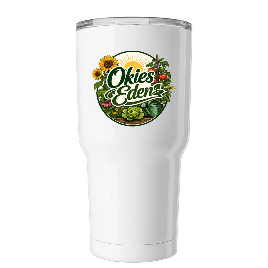 Okies Eden Homestead Tumbler, a White Insulated Tumbler