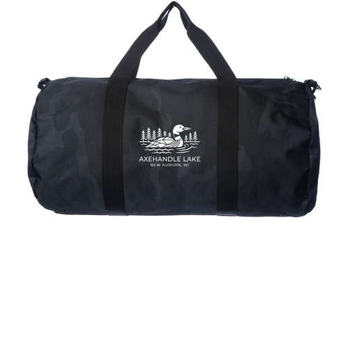 Duffel Bags with White Logo, a Black Camo Day Tripper Duffel Bag