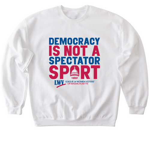 Democracy is not a spectator sport sweatshirt, a White Softstyle Crewneck Sweatshirt