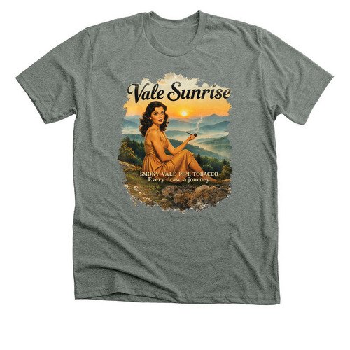 Vale Sunrise Pinup Tee, a Deep Heather Premium Unisex Tee