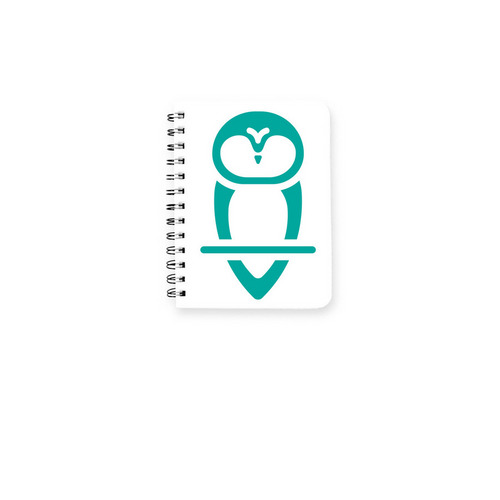 Owl Logo (teal) Notebook, a White Spiral Notebook