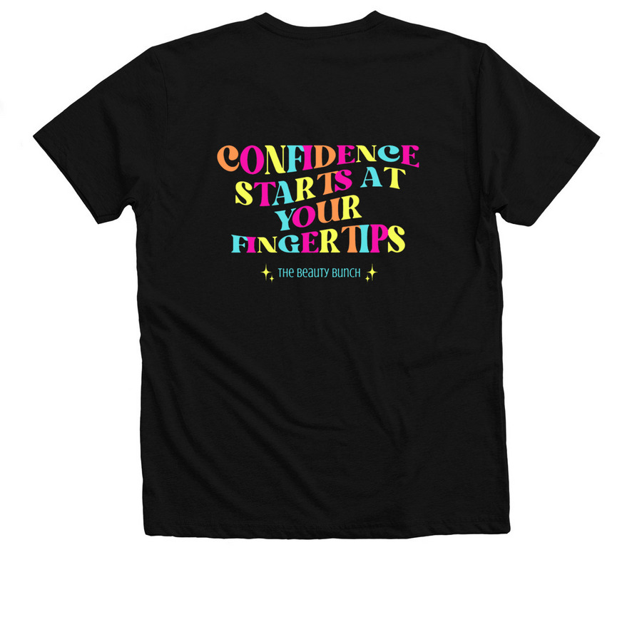 Confidence starts at your fingertips, a Solid Black Blend Premium V-Neck Tee (back-view)