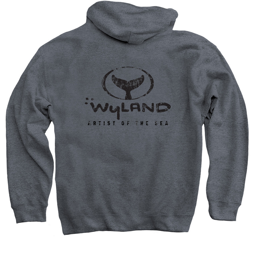 Artist Of The Sea Supports Wyland Foundation, a Dark Heather Pullover Hoodie (back-view)