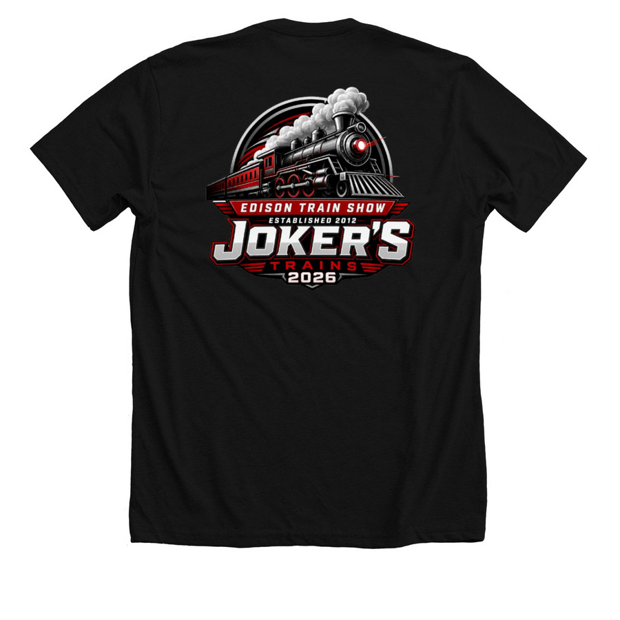 Edison Train Show, a Solid Black Blend Premium Unisex Tee (back-view)