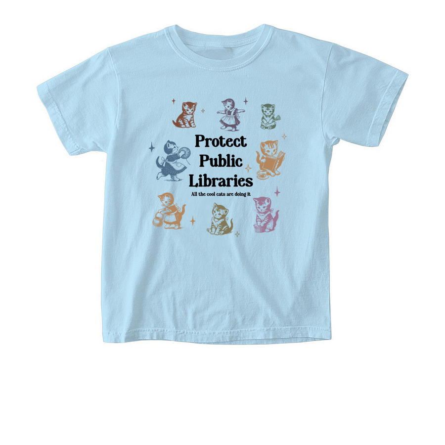 Protect Public Libraries-all the cool cats do, a Chambray Comfort Colors Youth Tee