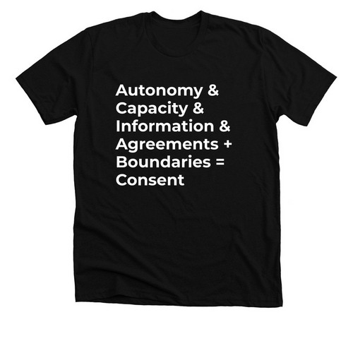 Consent Academy's 4-Part Model of Consent, a Solid Black Blend Premium Unisex Tee
