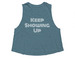 PTC to NYC, a Heather Deep Teal Women's Cropped Racerback Tank