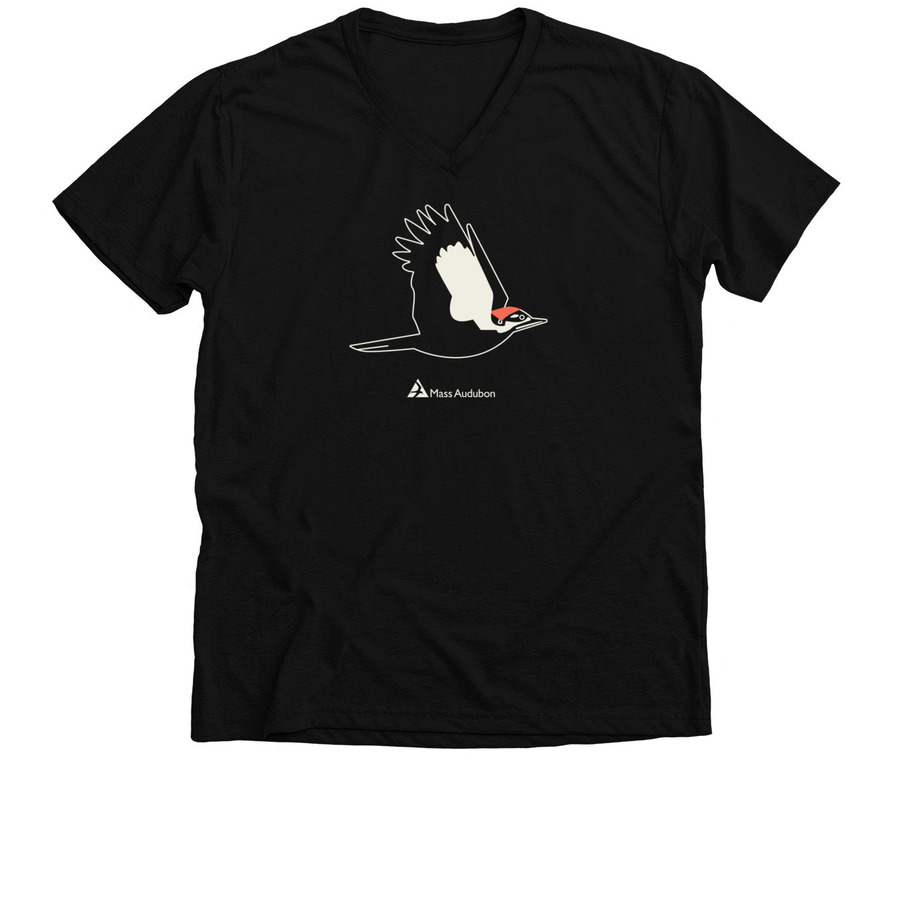 Mass Audubon Pileated Woodpecker Shirt, a Solid Black Blend Premium V-Neck Tee