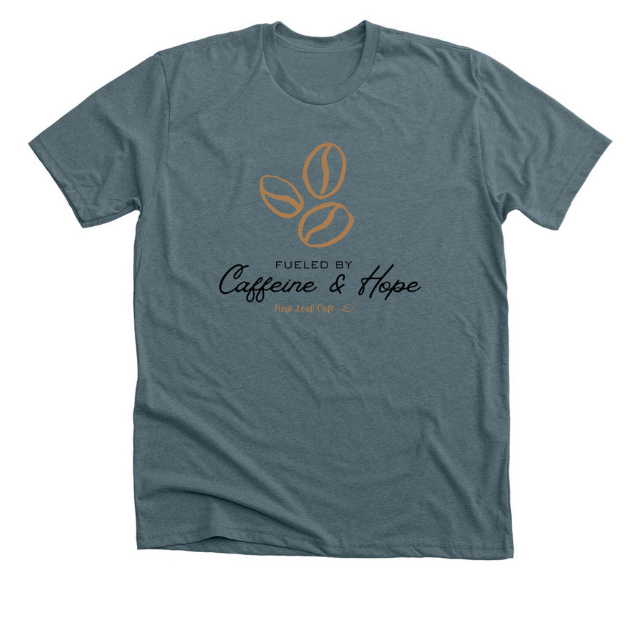New Leaf, a Heather Slate Premium Unisex Tee