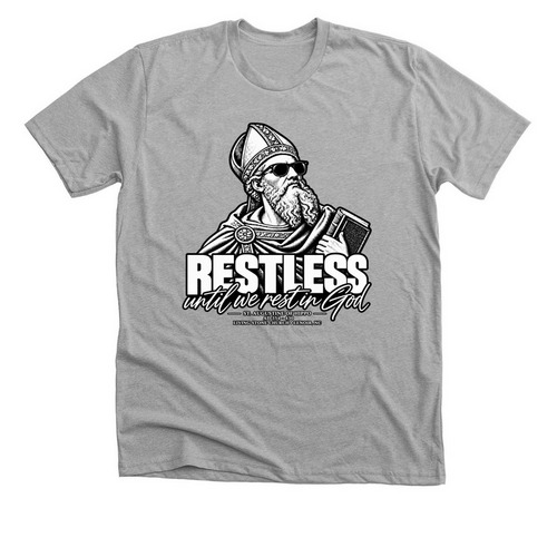 RESTLESS ? Augustine Tee, a Athletic Heather Premium Unisex Tee