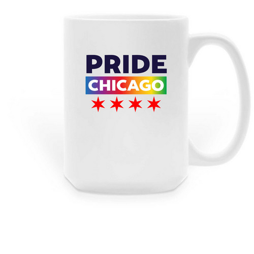 PRIDEChicago Mug, a White Large Coffee Mug