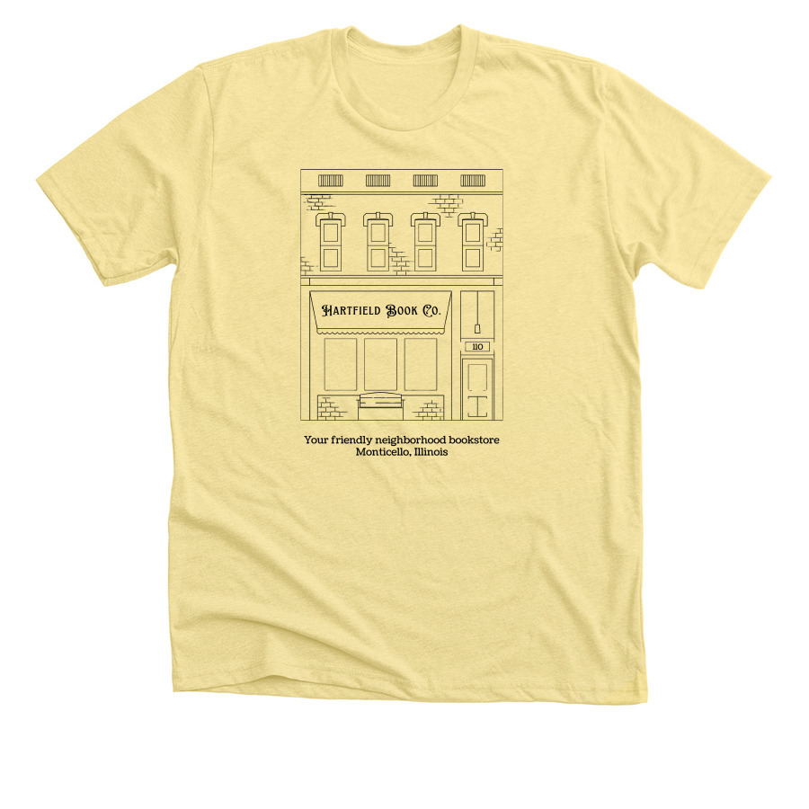 Your Friendly Neighborhood Bookstore 2025 (b), a Heather Yellow Gold Premium Unisex Tee