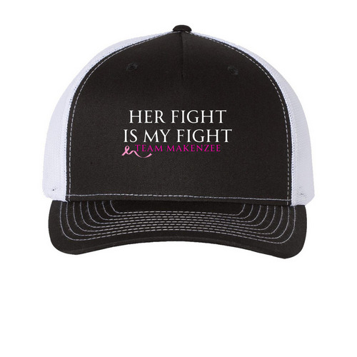 Hat | Her Fight is My Fight, a Black/ White Printed Five-Panel Trucker Cap