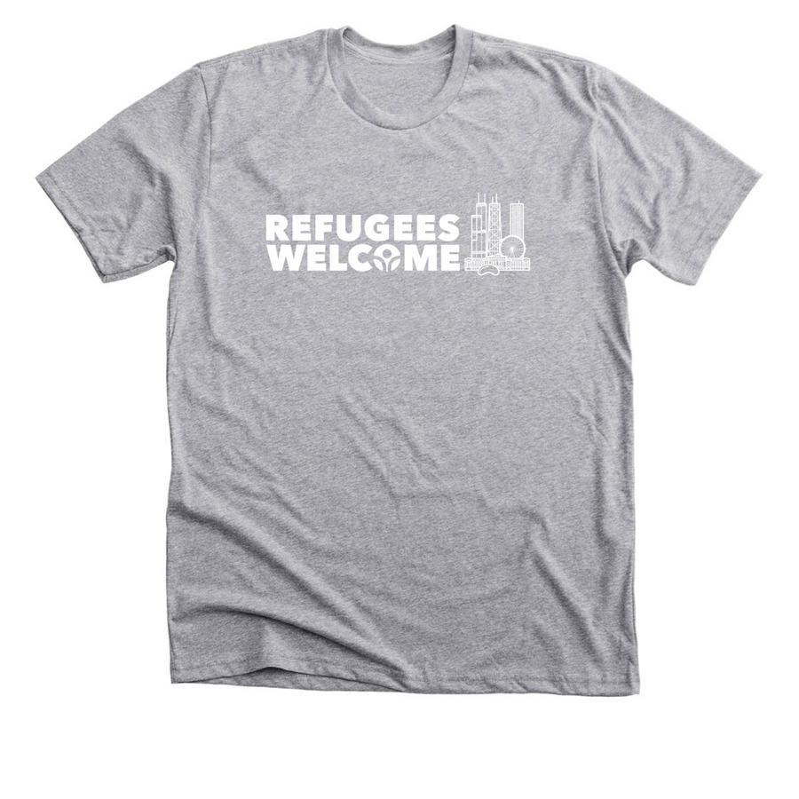 Refugees Welcome T-Shirt, a Athletic Heather Premium Unisex Tee