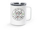 On the Lifeline Travel Mug, a White Stainless Steel Travel Mug
