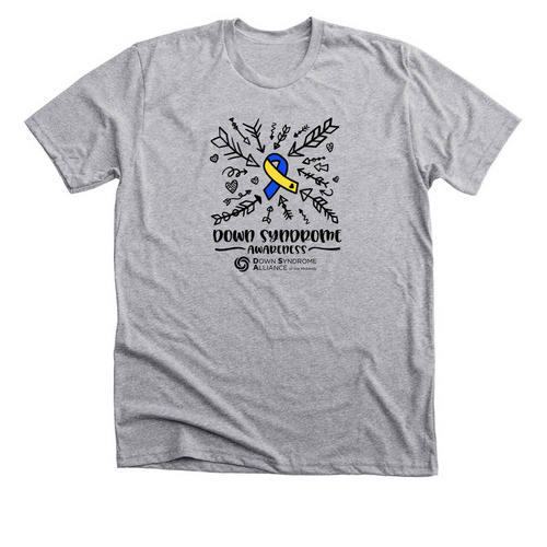 Down Syndrome Awareness Ribbon, a Athletic Heather Premium Unisex Tee