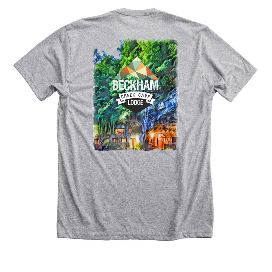 Beckham Creek Cave Lodge&nbsp;, a Athletic Heather Premium Unisex Tee (back-view)