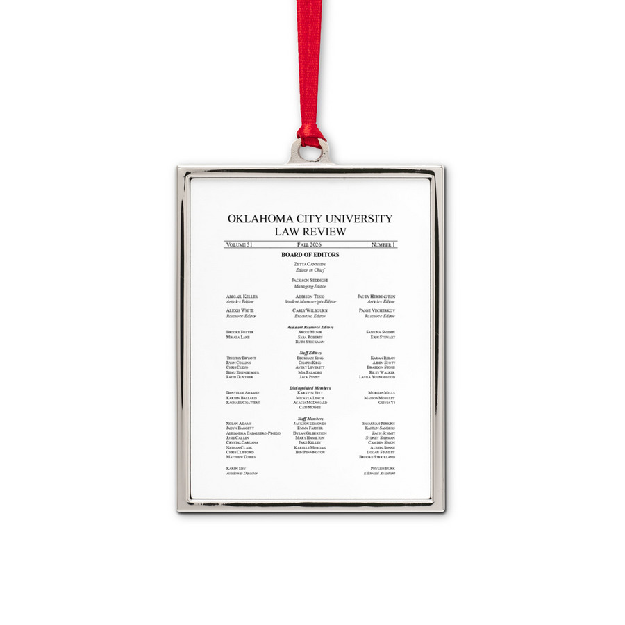 Law Review Masthead Ornament, a White Silver Portrait Frame Ornament