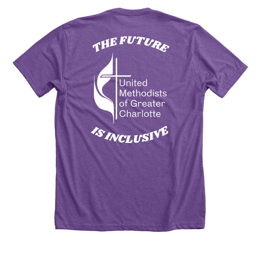 2026 Megaphone Pride Shirt, a Heather Team Purple Premium Unisex Tee (back-view)