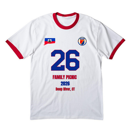 NO NAME, a White/ Red Cotton Ringer Tee