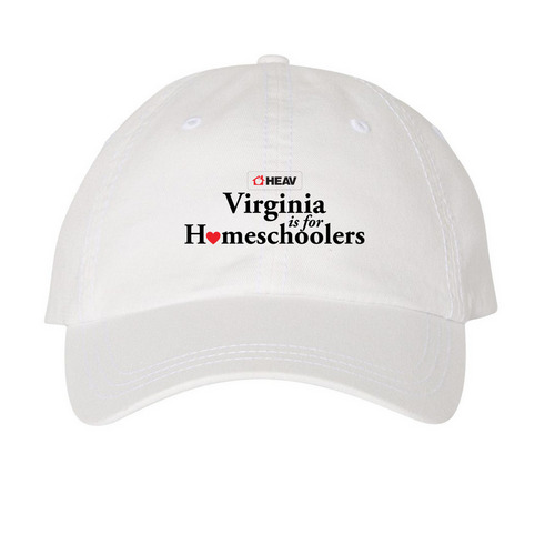 Virginia Is for Homeschoolers, a White Printed Pigment Dye Baseball Cap