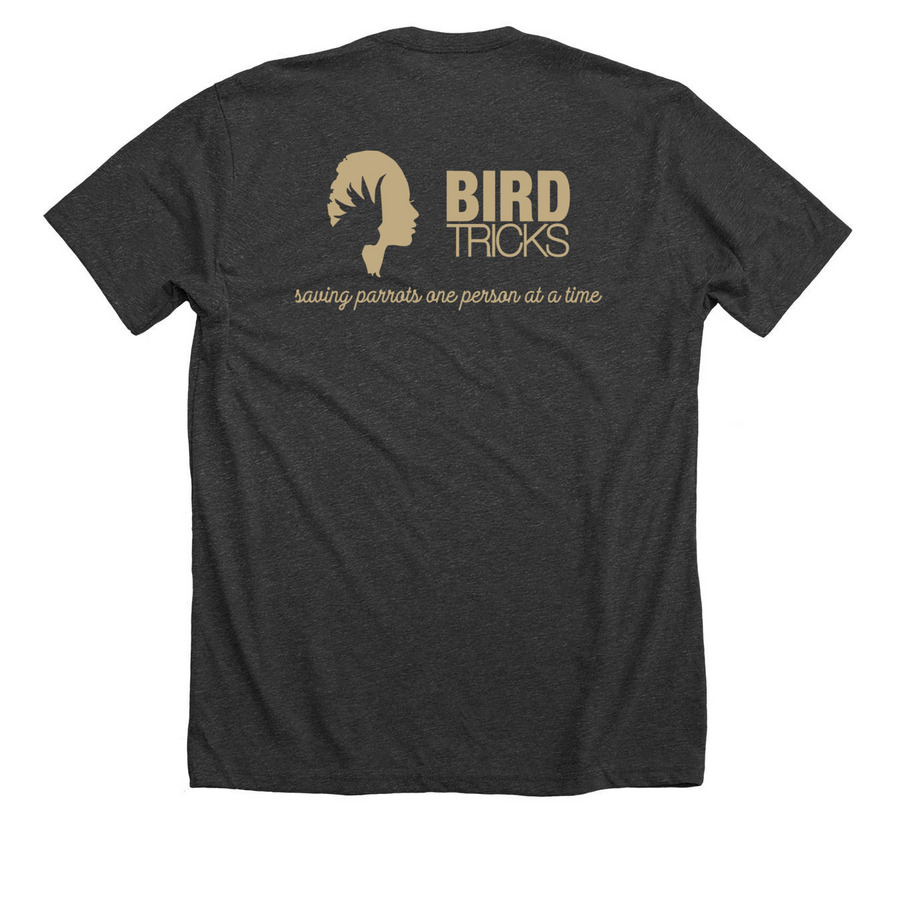 BirdTricks Uni, a Dark Grey Heather Premium Unisex Tee (back-view)