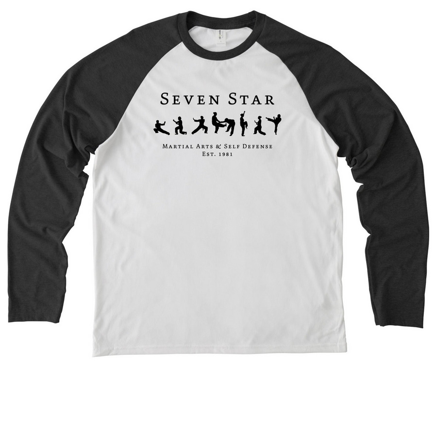 Seven Star 2025 Banner all black, a Space Black/ Bright White Allmade Eco Triblend Colorblock Raglan Long Sleeve Tee