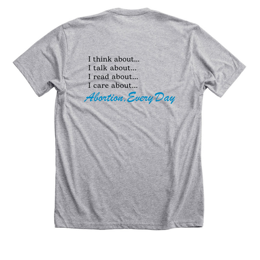 Abortion, Every Day (Blue), a Athletic Heather Premium Unisex Tee (back-view)