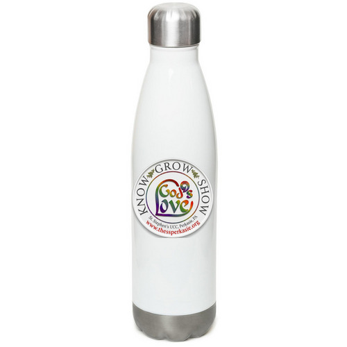 St. Stephen's Water Bottle, a White Stainless Steel Water Bottle