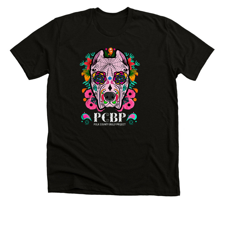 Pitty Pink Skully&nbsp;, a Black Heather Premium Unisex Tee