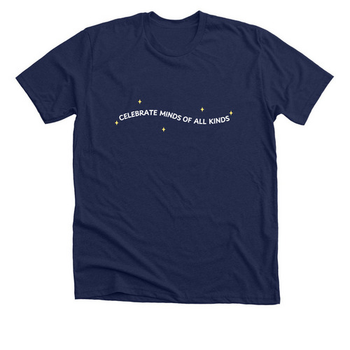 Celebrate Minds of All Kinds, a Solid Navy Blend Premium Unisex Tee