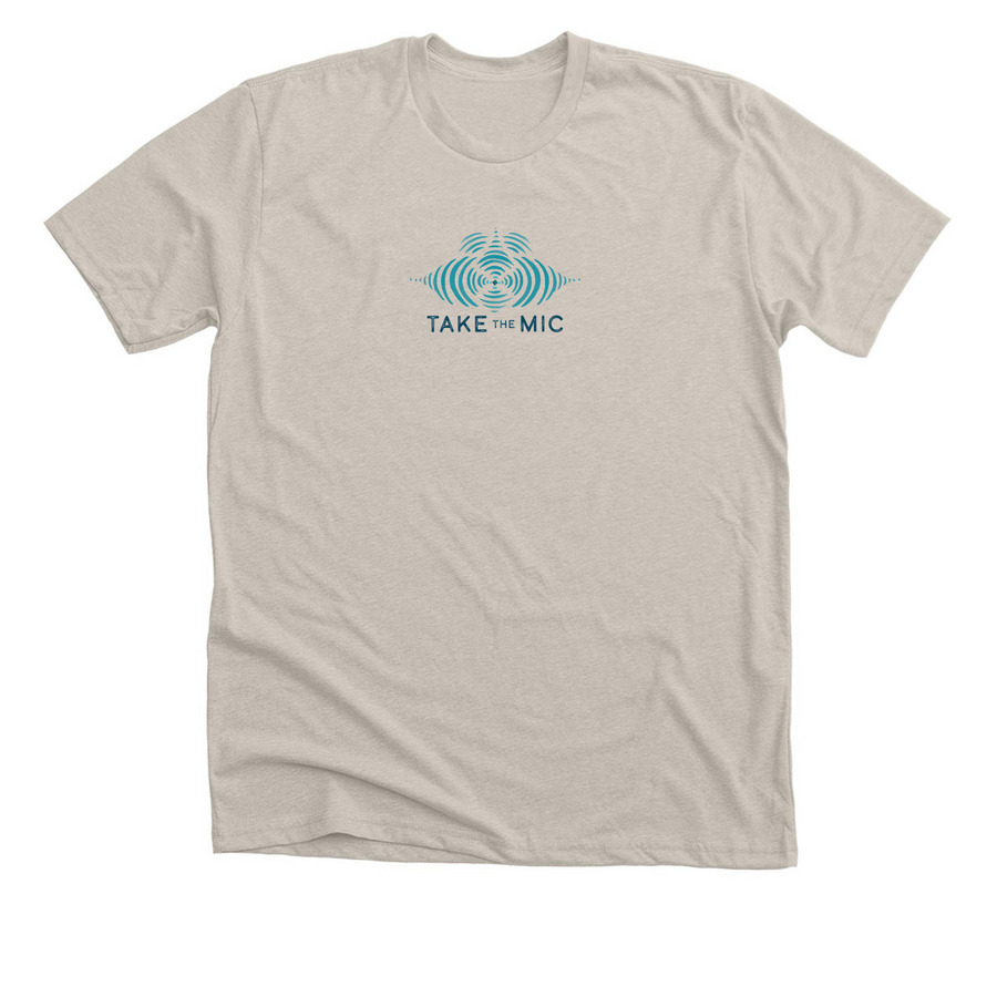 Take the Mic - Avalon 2026, a Heather Dust Premium Unisex Tee