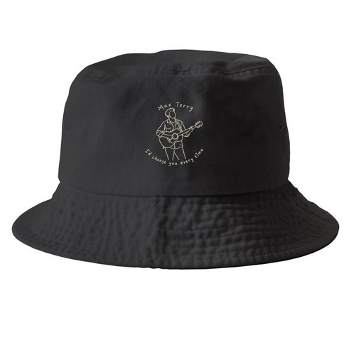 Hats, a Black Printed Bucket Hat