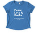 Peace, Love, Books Small Heart White, a Azure Blue Allmade Eco Triblend Women?s Scoop Neck Tee