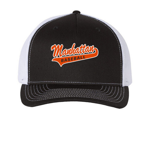 Manhattan Baseball Alternative Logo, a Black/ White Printed Five-Panel Trucker Cap