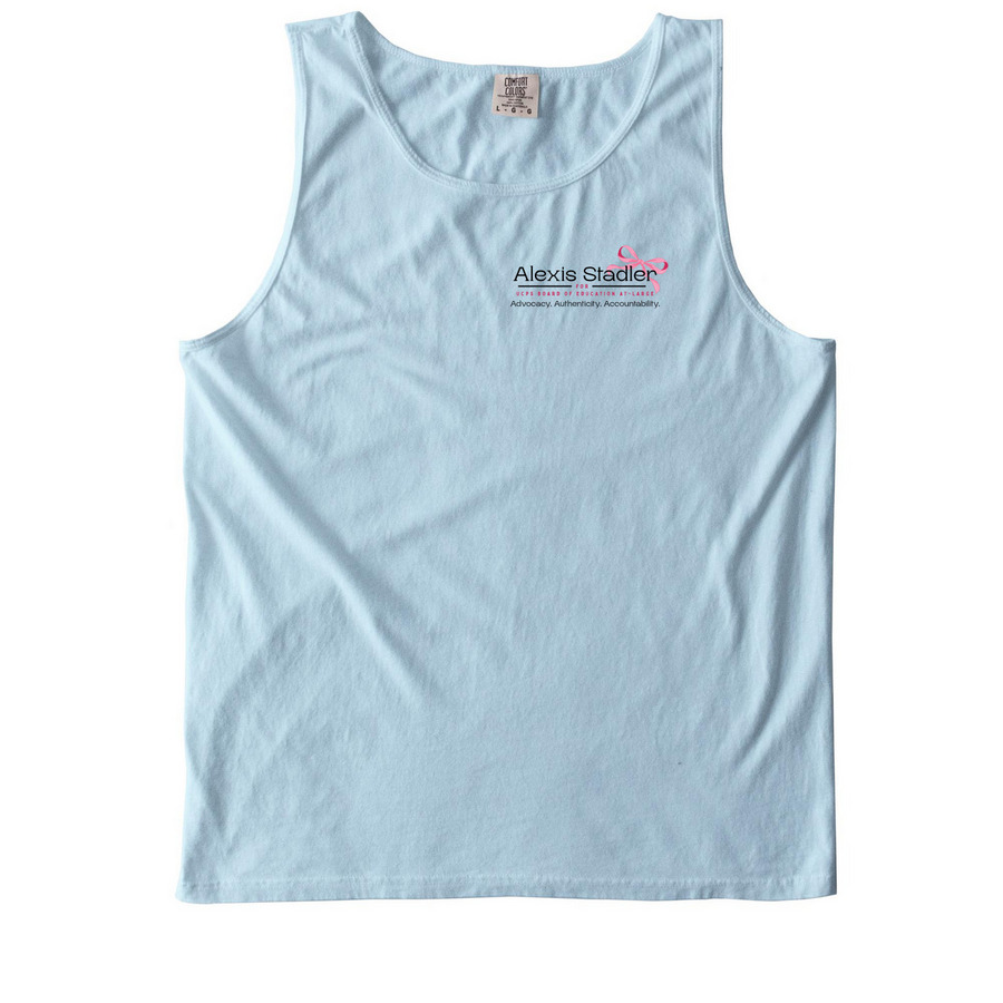 Filled with Whimsy & Political Rage, a Chambray Comfort Colors Tank Top