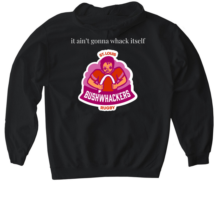 butchwhackers, a Black Gildan Softstyle Pullover Hoodie (back-view)
