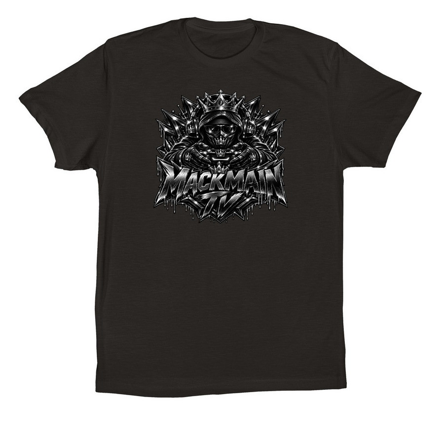 MackMainTV Tru-Black Printed Logo&nbsp;, a Black Premium Cotton Tee