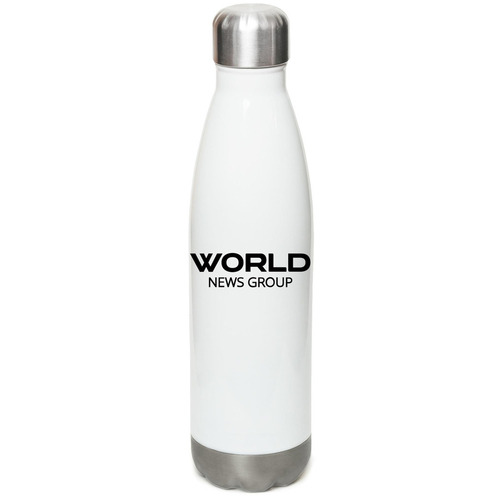 WORLD News Group Water Bottle, a White Stainless Steel Water Bottle
