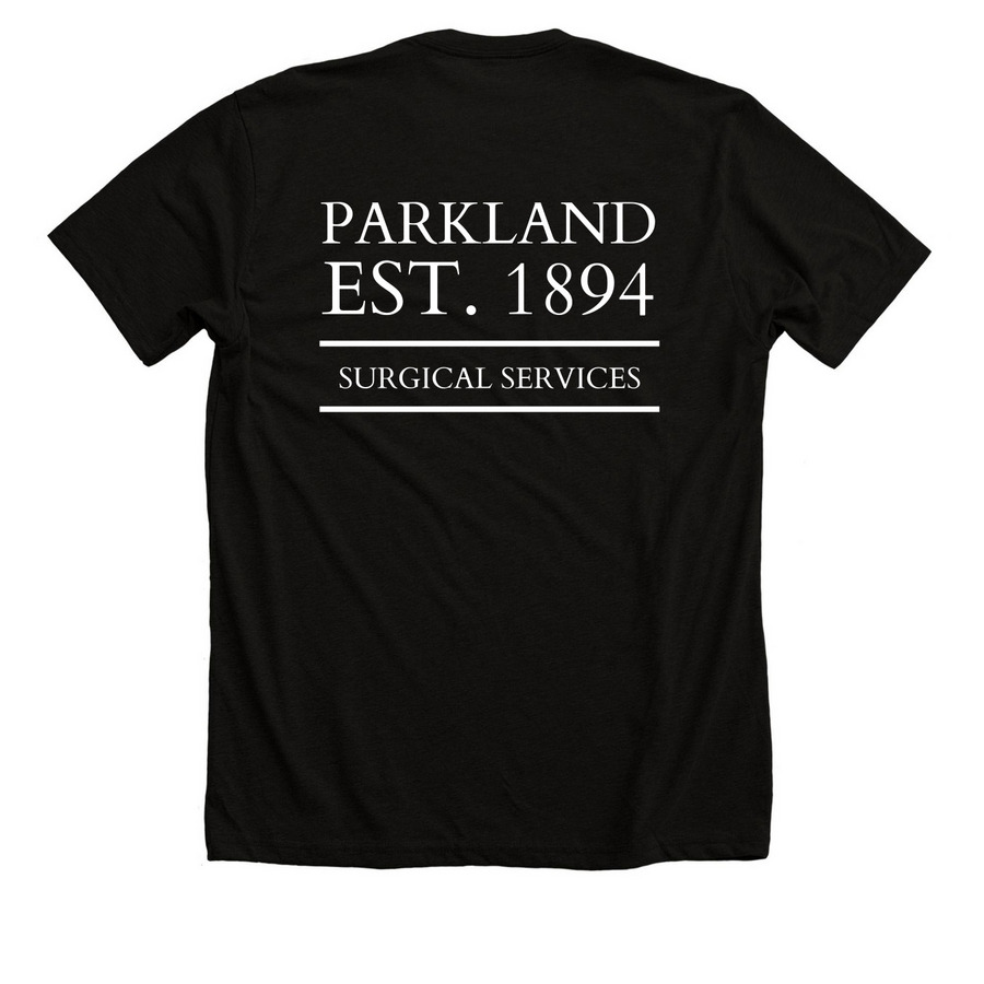 Parkland Surgical Services, a Solid Black Blend Premium Unisex Tee (back-view)