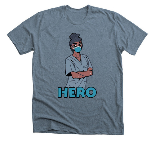 HERO, a Heather Slate Premium Unisex Tee