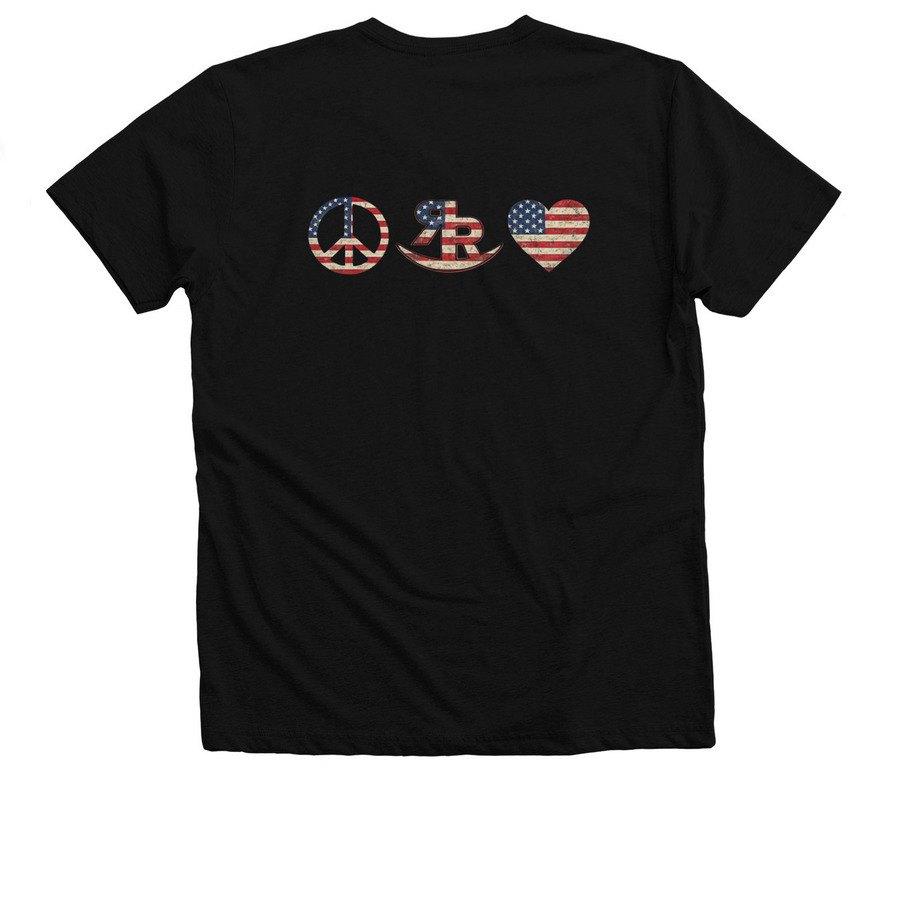 Rockin R 4th of July&nbsp;, a Solid Black Blend Premium V-Neck Tee (back-view)