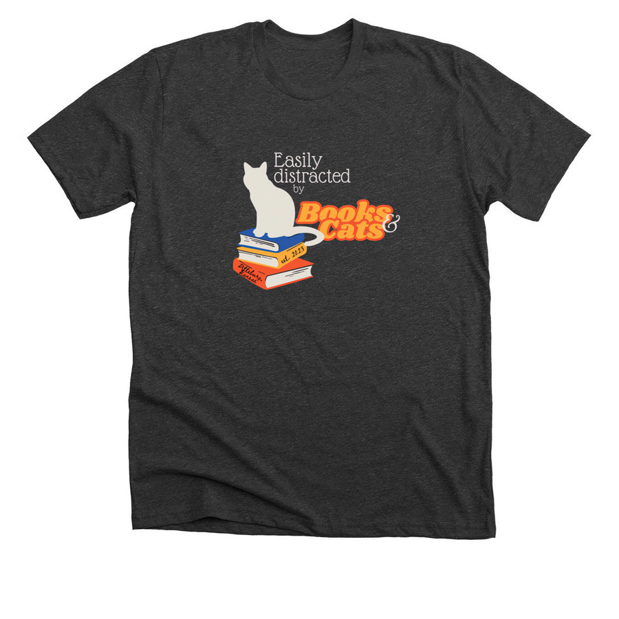 The Literary Cat Co., a Dark Grey Heather Premium Unisex Tee